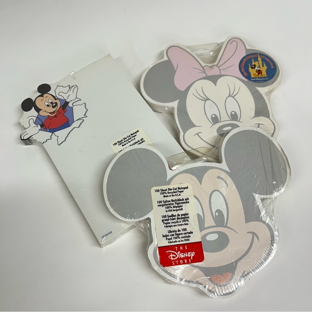 Vintage Disney Mickey Mouse paper note pad 0016 Disney store lot of 3 Minnie